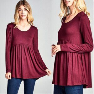 ABBY Burgundy Jersey Top